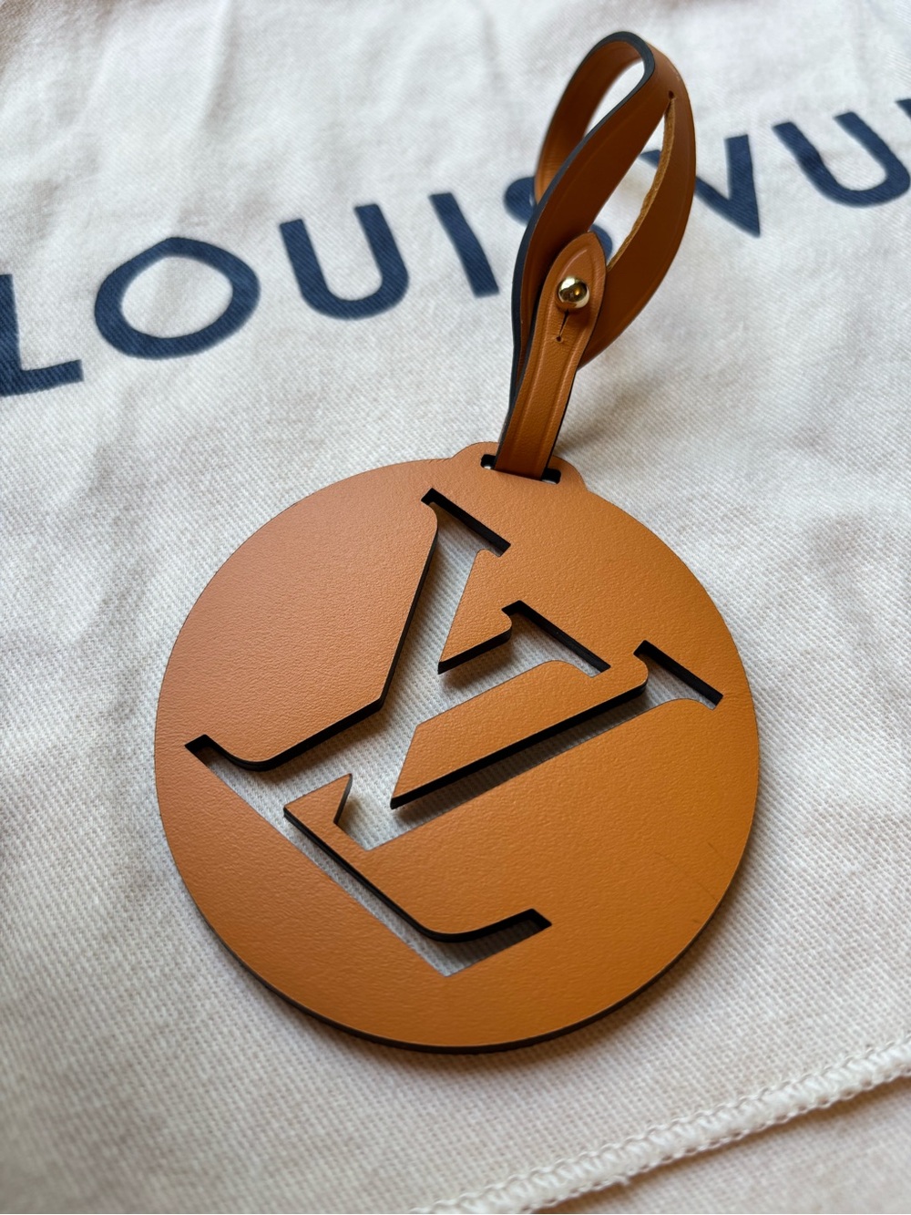 Louis Vuitton Leather Laser Cut LV Logo Bag Charm
